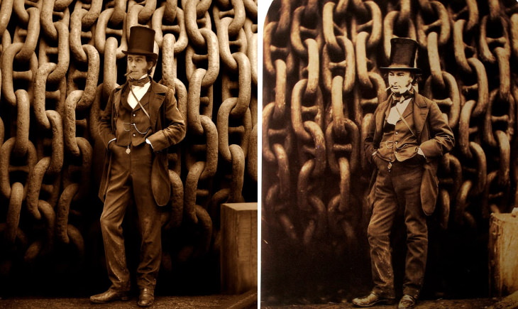Historical Figures Side by Side Their Live Descendants Isambard Kingdom Brunel, a portrait by Robert Howlett, 1857 (right), and Isambard Thomas, his  3rd great-grandson