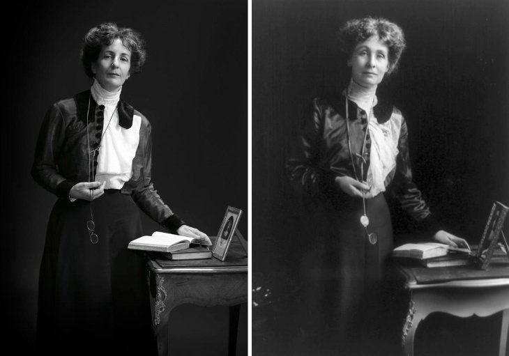 Historical Figures Side by Side Their Live Descendants Emeline Pankhurst (right) and Helen Pankhurst, the women's rights activist's great-granddaughter (left)
