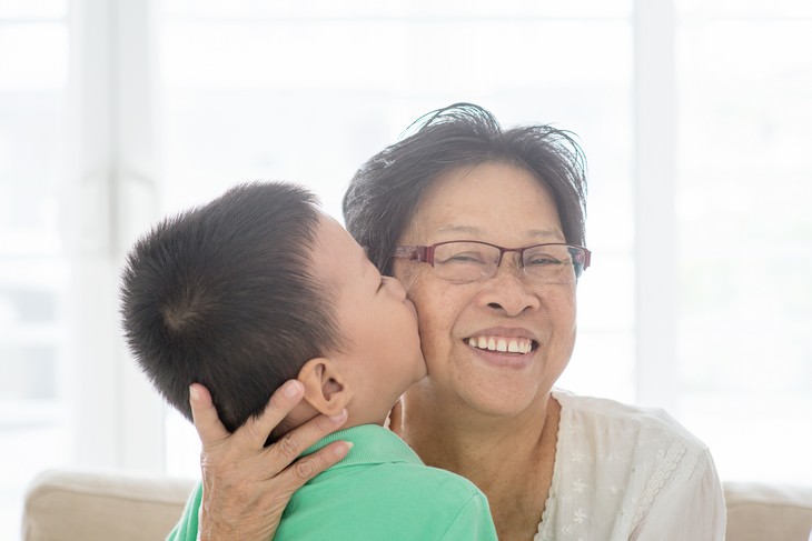 How to Raise Highly Emotionally Intelligent Kids boy kisses grandma