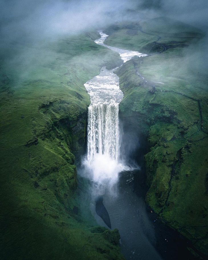 Aerial Photos, waterfall in Iceland