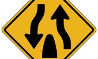 divided highway sign