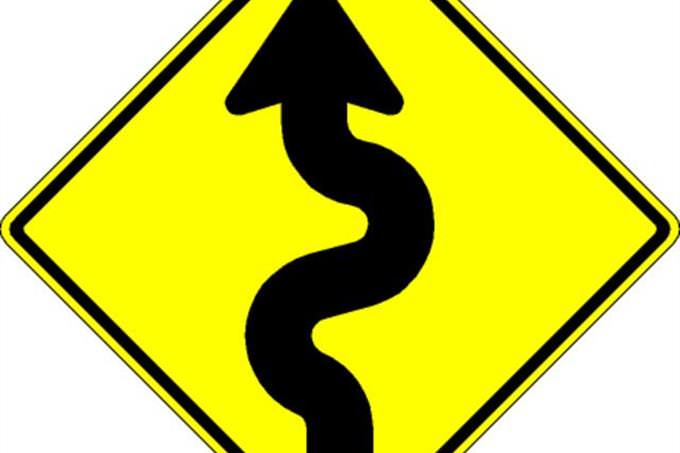 curved road sign