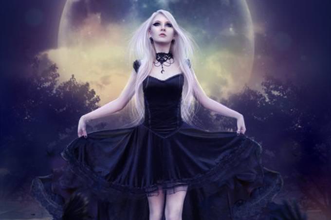 Gothic lady outdoors