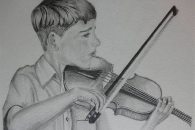 boy playing violin sketch