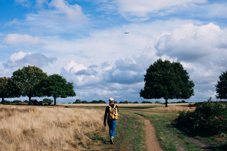 How to Eat Healthy When You’re Stressed taking a walk