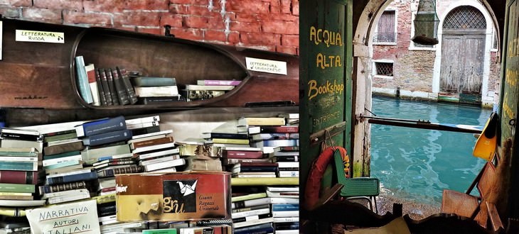  Unusual Bookshops Located in Strange Places Libreria Acqua Alta