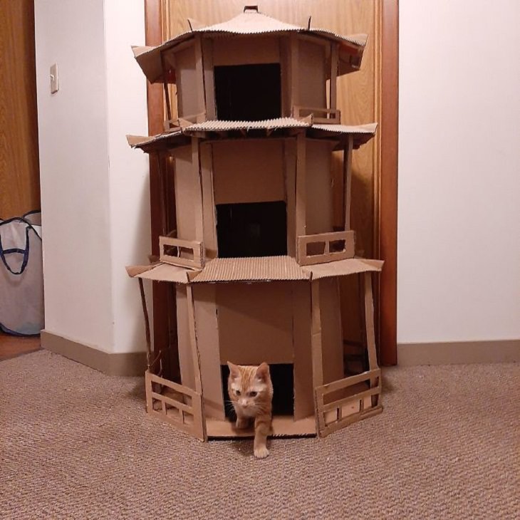 Homemade Cat Forts pagoda