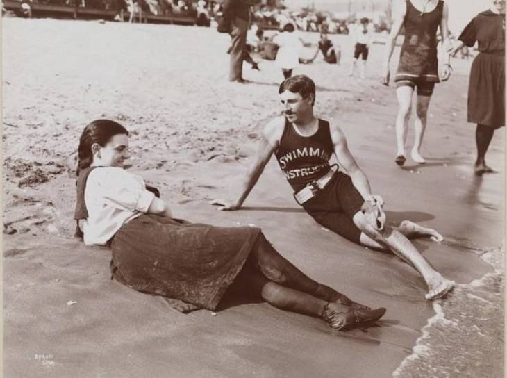 18 Fascinating Historical Photographs  Swimming Instructor and Bather, Midland Beach, Staten Island, 1898