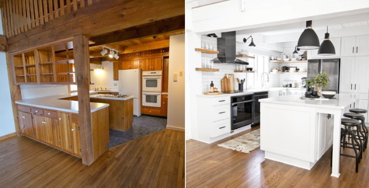 Before and After Kitchen Transformations wooden kitchen