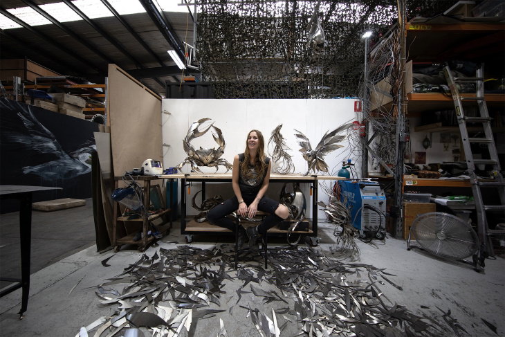 Georgie Seccull animal sculptures The artist in her studio