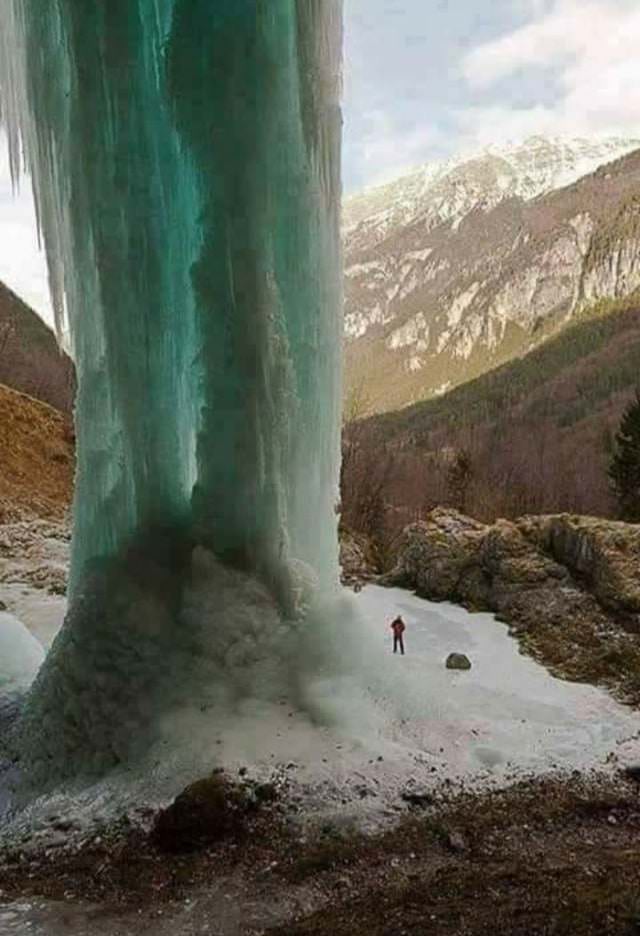 Nature Photos A frozen waterfall in the South Tyrol Alps, Italy
