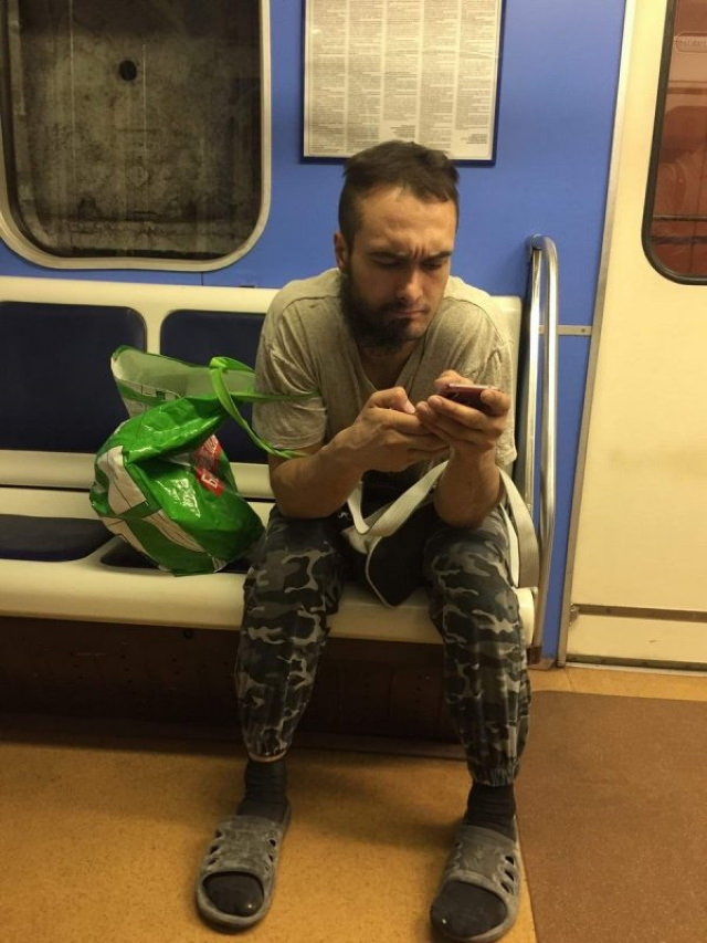 Weird Subway Passengers half beard