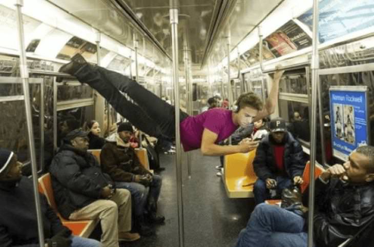 Weird Subway Passengers hovering