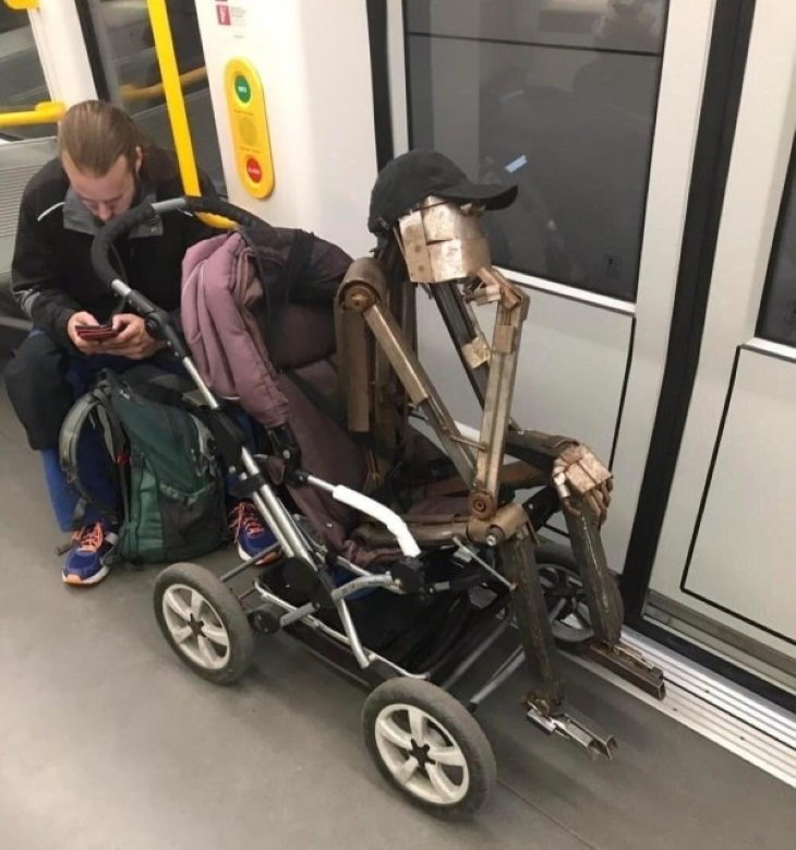 Weird Subway Passengers sculpture