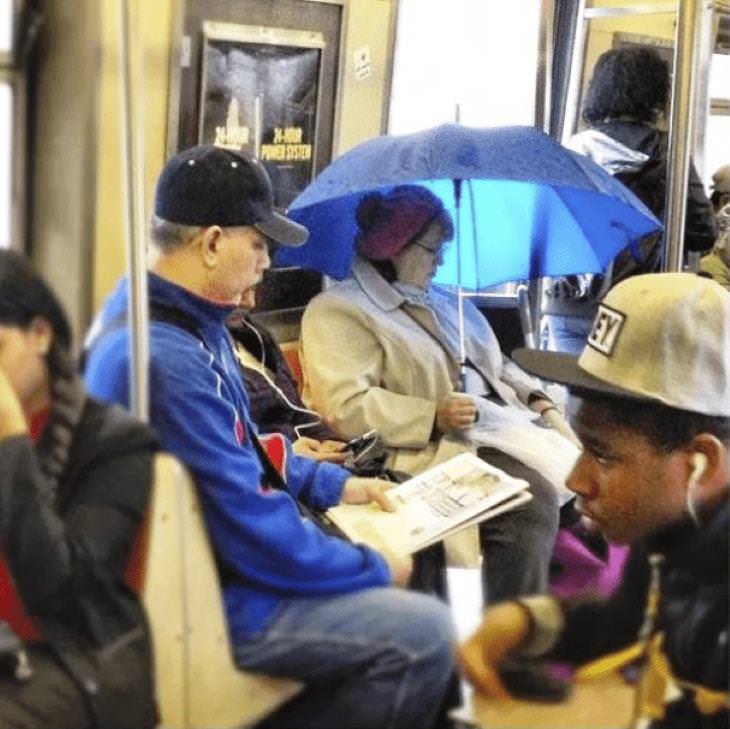 Weird Subway Passengers umbrella