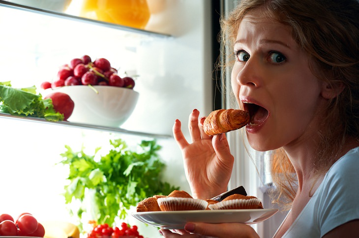 Eat Your Dinner Early, woman having a snack