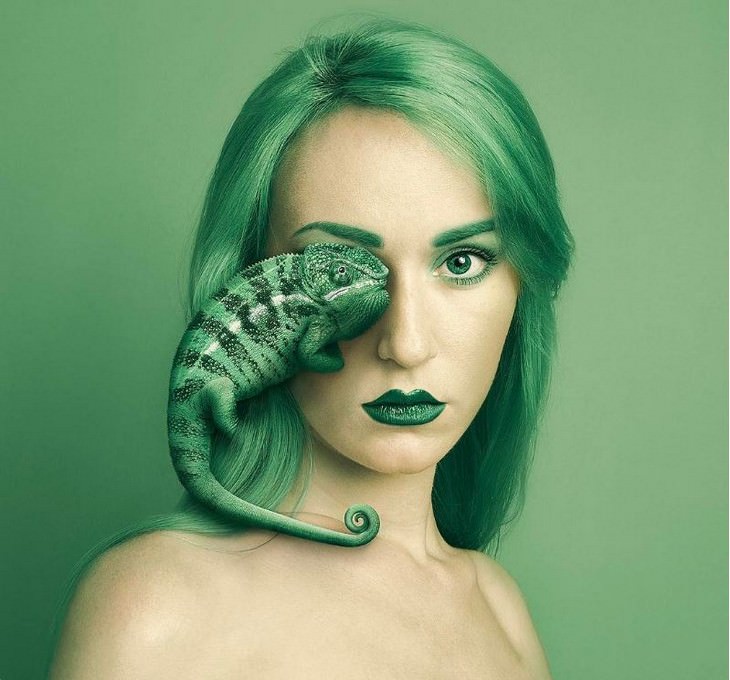 Digital Artist Combines Faces of People & Animals lizard