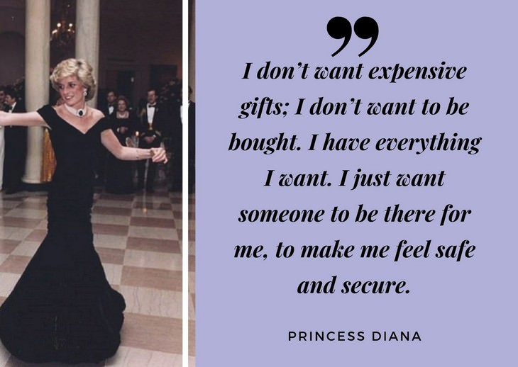 Quotes by Princess Diana “I don’t want expensive gifts"