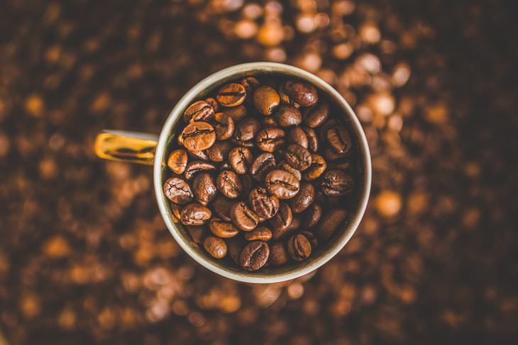 Coffee Facts cup full of coffee beans