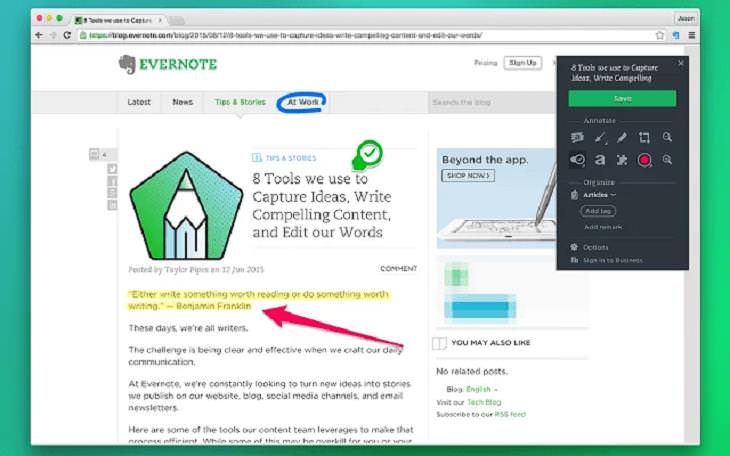Chrome Extensions, Evernote Web Clipper