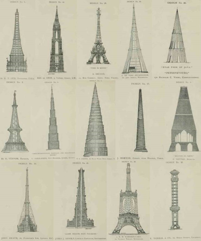 Vintage Photos The rejected potential designs of the Eiffel Tower