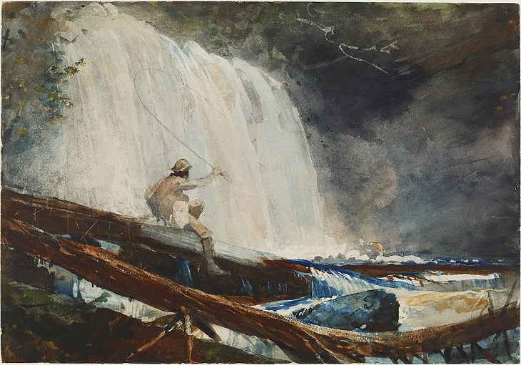  Winslow Homer Waterfall in the Adirondacks