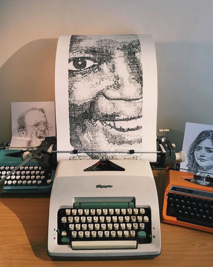 Striking Art Created Using a Typewriter portrait