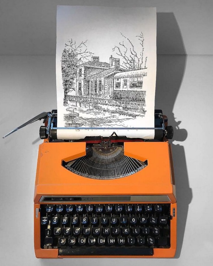 Striking Art Created Using a Typewriter street