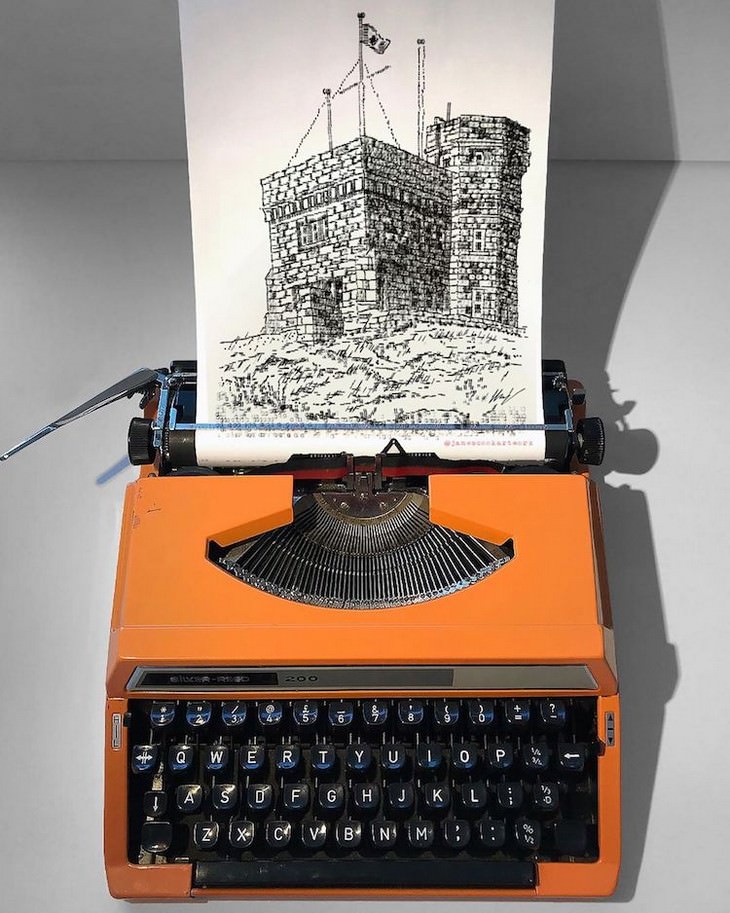 Striking Art Created Using a Typewriter castle