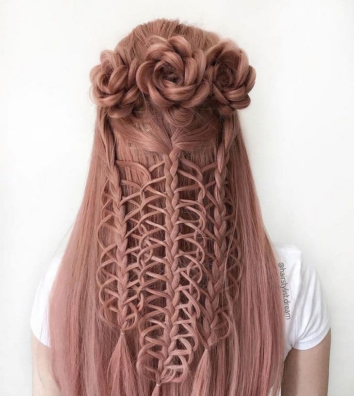 Intricate hairstyles and braids by teenage artist