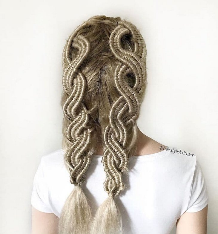 Intricate hairstyles and braids by teenage artist