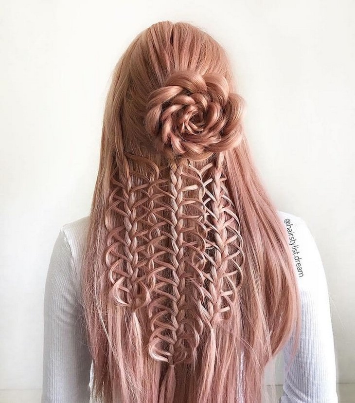 Intricate hairstyles and braids by teenage artist