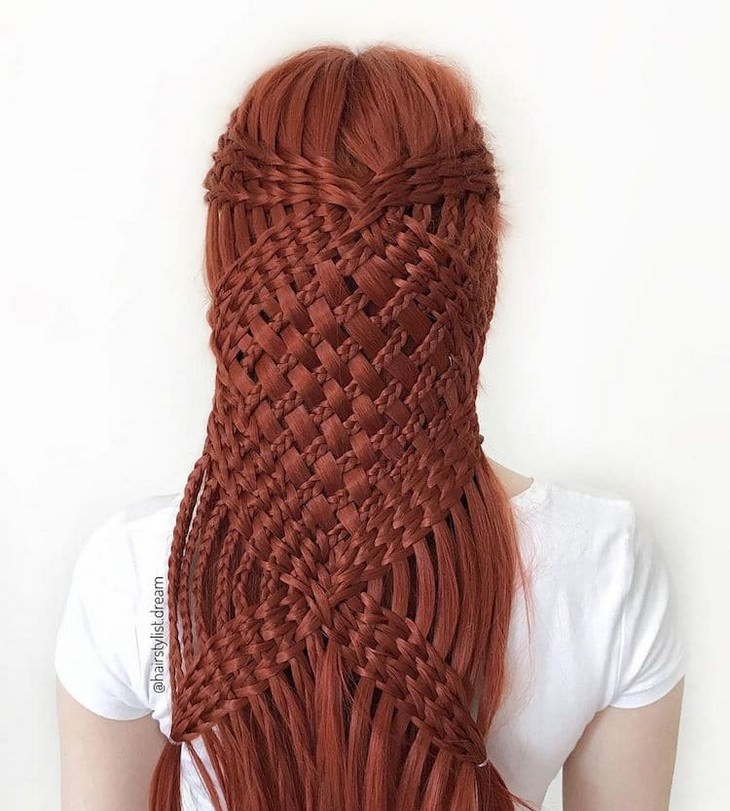 Intricate hairstyles and braids by teenage artist