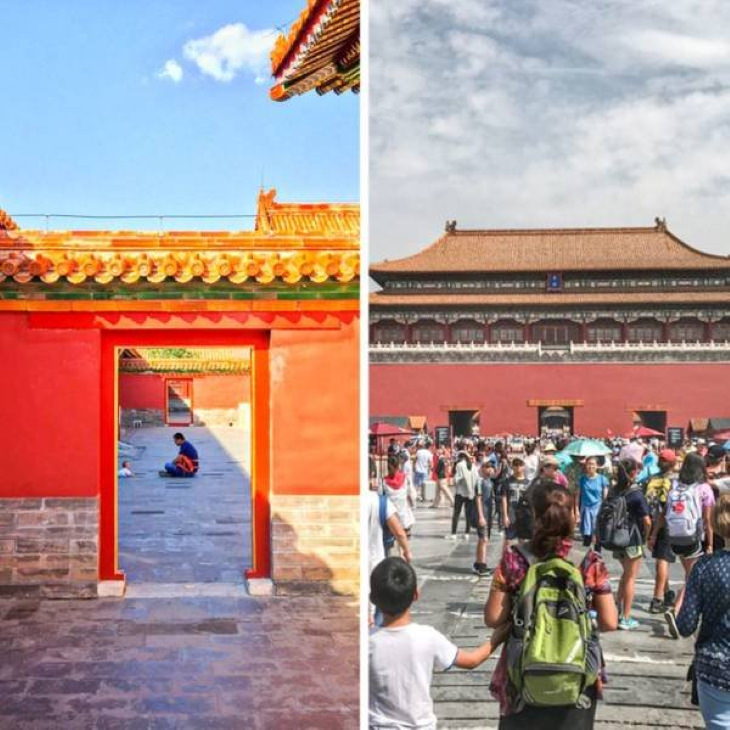 Expectation vs Reality Travel Destinations Forbidden City in Beijing, China.