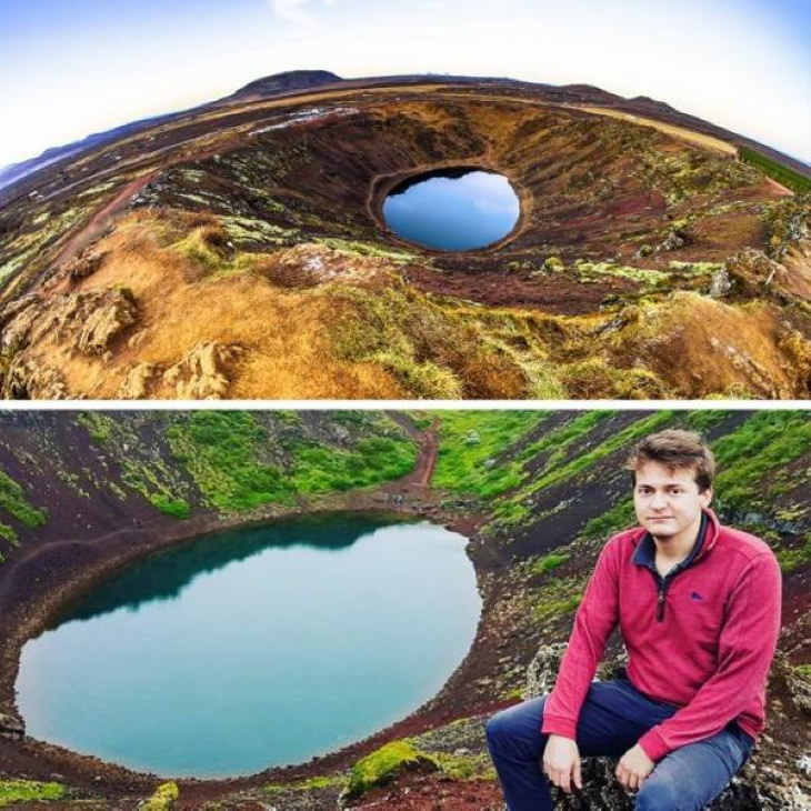 Expectation vs Reality Travel Destinations Kerid Crater Lake, Iceland