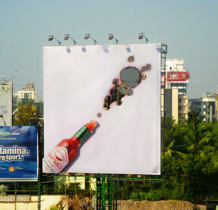  Brilliantly Creative Billboards, Capsico Sauce: Burning Hot 