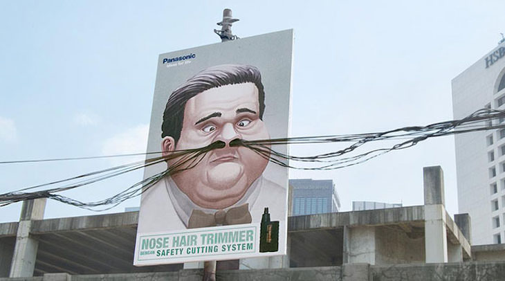  Brilliantly Creative Billboards, Ad for Panasonic's nose trimmer