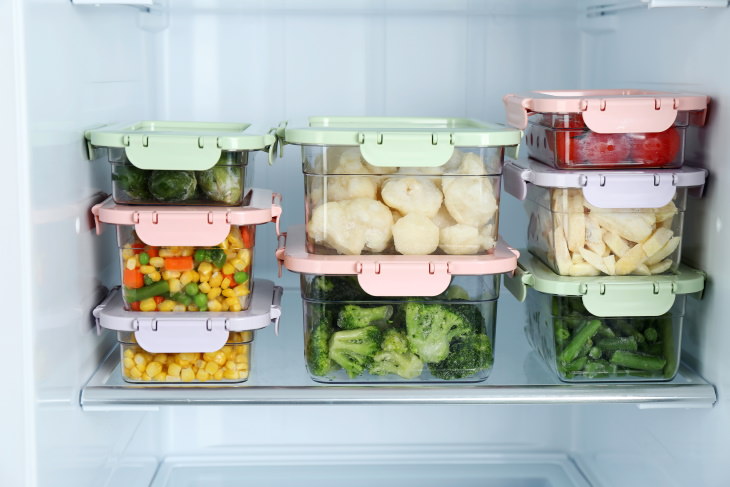 Organized Fridge veggies in food containers