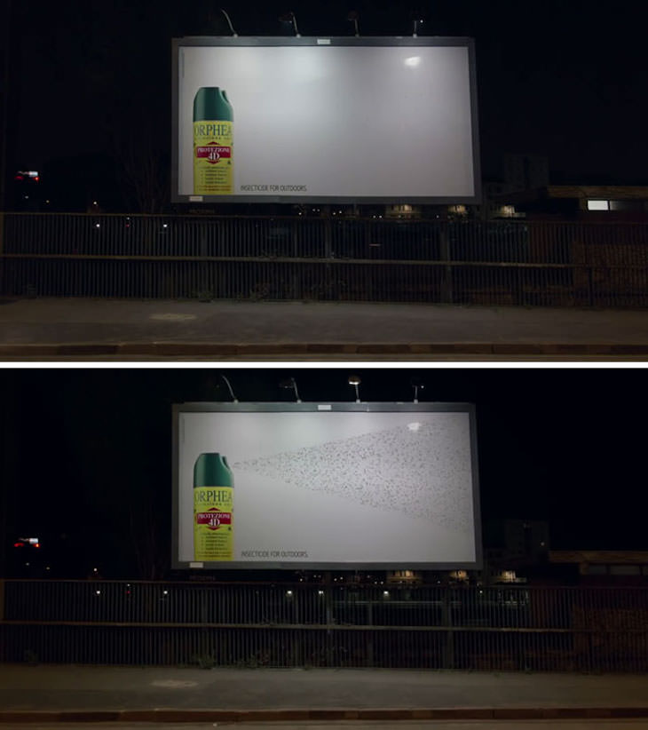   Brilliantly Creative Billboards, This billboard was turned into a bug trap for insecticide spray ad