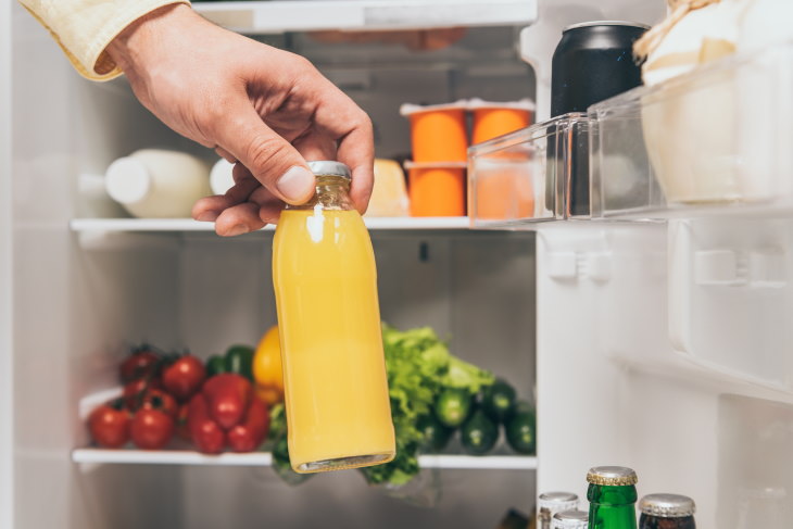 Organized Fridge Juice in the fridge