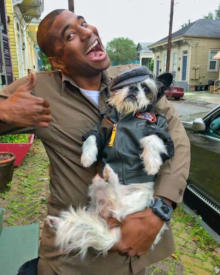 UPS Driver Documents Every Cute Pet He Meets dog with cap