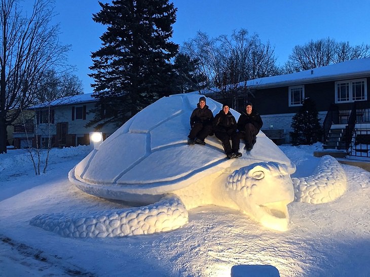 Snow Sculptures, giant turtle