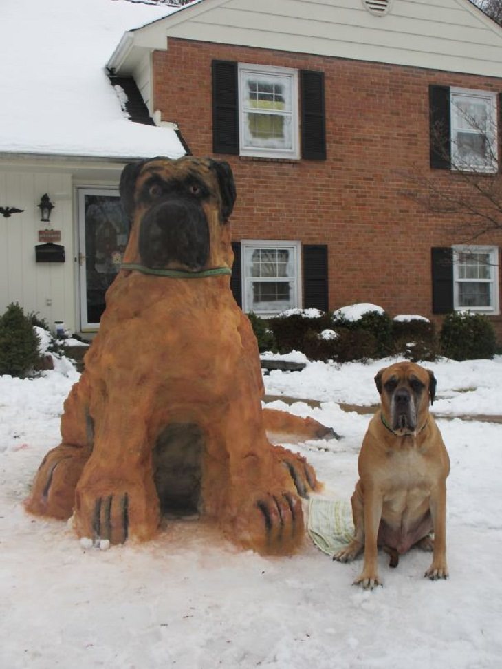 Snow Sculptures, dog