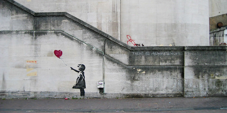 Famous Figures Who Kept Their Identity a Secret, Banksy Girl and Heart Balloon