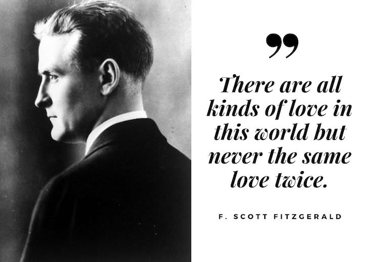 F. Scott Fitzgerald Quotes, There are all kinds of love in this world but never the same love twice