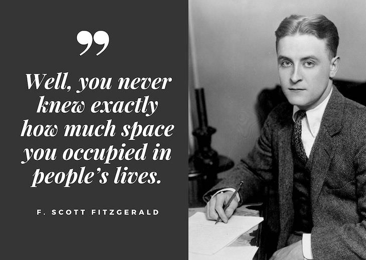 F. Scott Fitzgerald Quotes, Well, you never knew exactly how much space you occupied in people’s lives