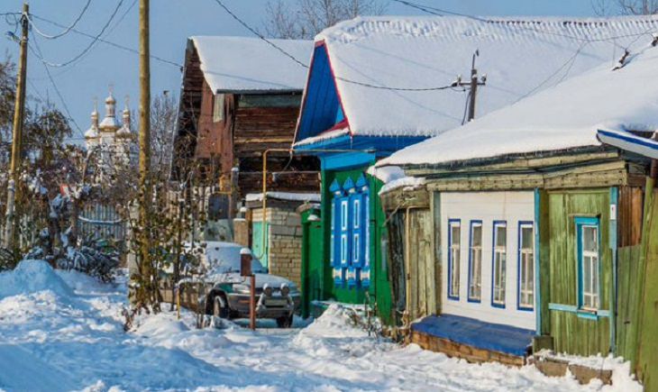 Winter Season Russia, Novosibirsk, house