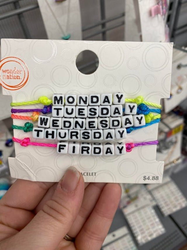 funny fails days of the week bracelets