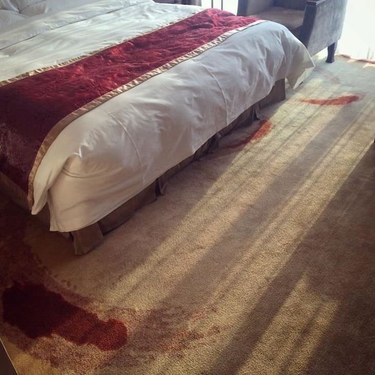 Hotels Rooms That Are So Terrible They’re Funny, crime scene carpet