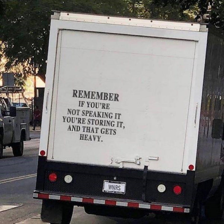 Words of Inspiration writing on truck